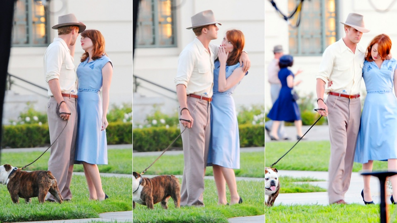 Illustration for article titled And Now A Retro Daydream Starring Ryan Gosling, Emma Stone & A Bulldog